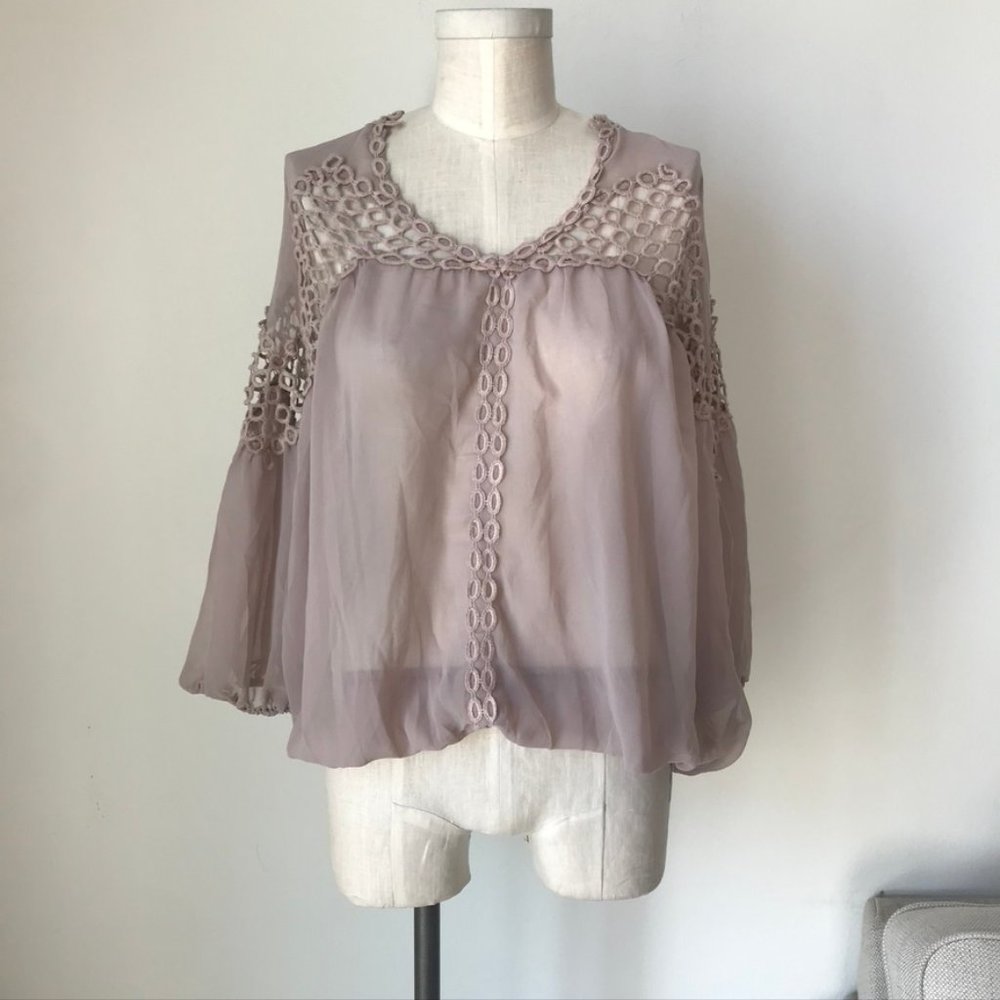 G Collection Beige Sheer Blouse